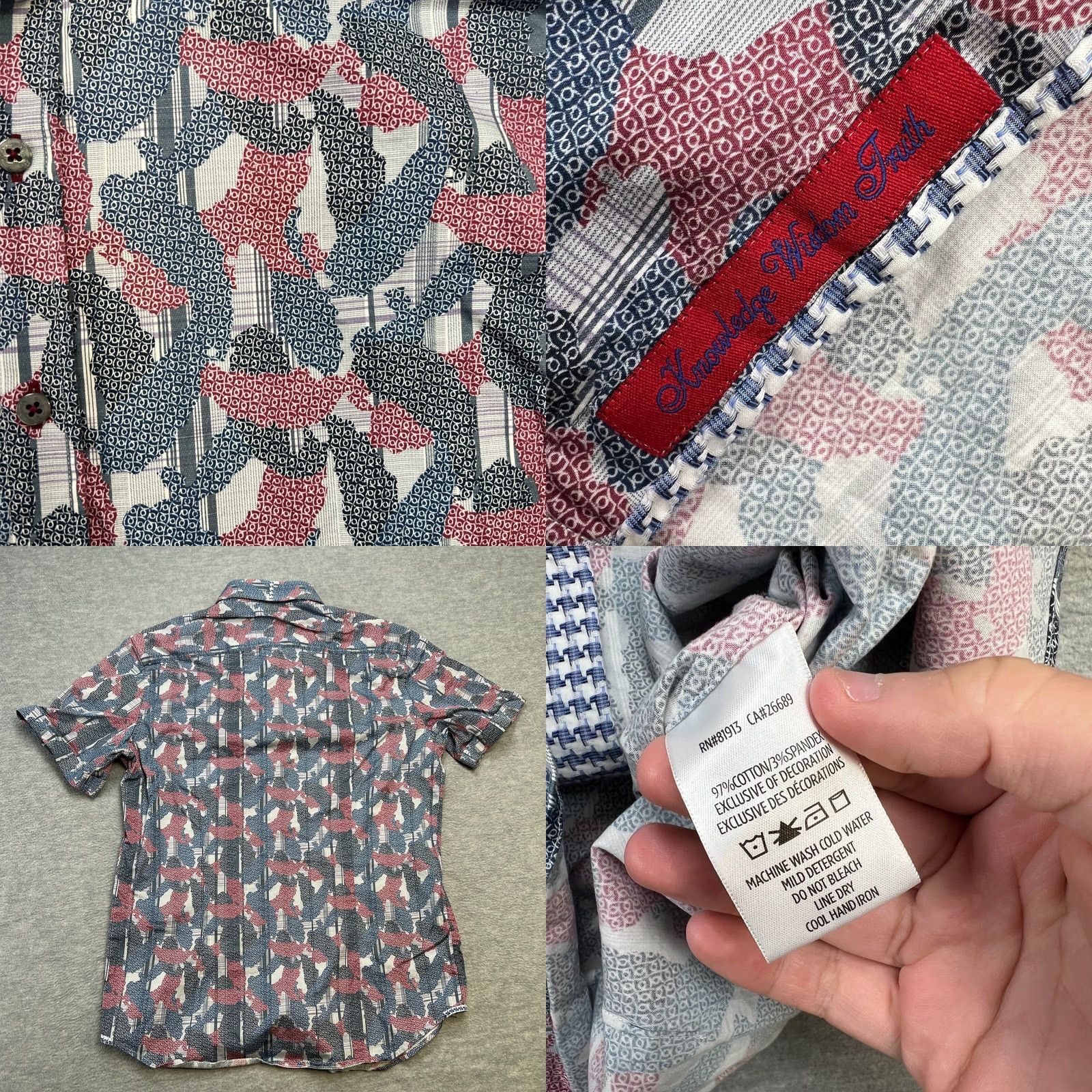 Robert Graham Robert Graham Shirt Men L Button-Up Geometric USA Tailored Modern Americana Camouflage Multicolor Cotton Spandex Size US L / EU 52-54 / 3 - 8 Thumbnail