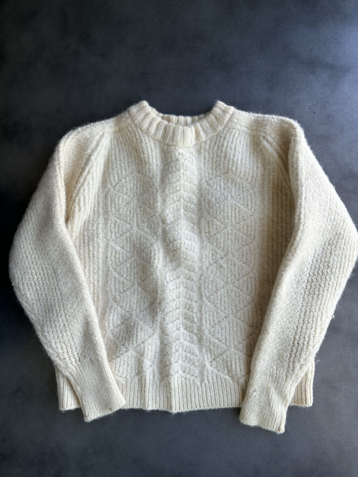 Marks & Spencer × Vintage 1960s Wool Sweater Vintage St. Michaels Fisherman CableKnit Size US XS / EU 42 / 0 - 1 Thumbnail