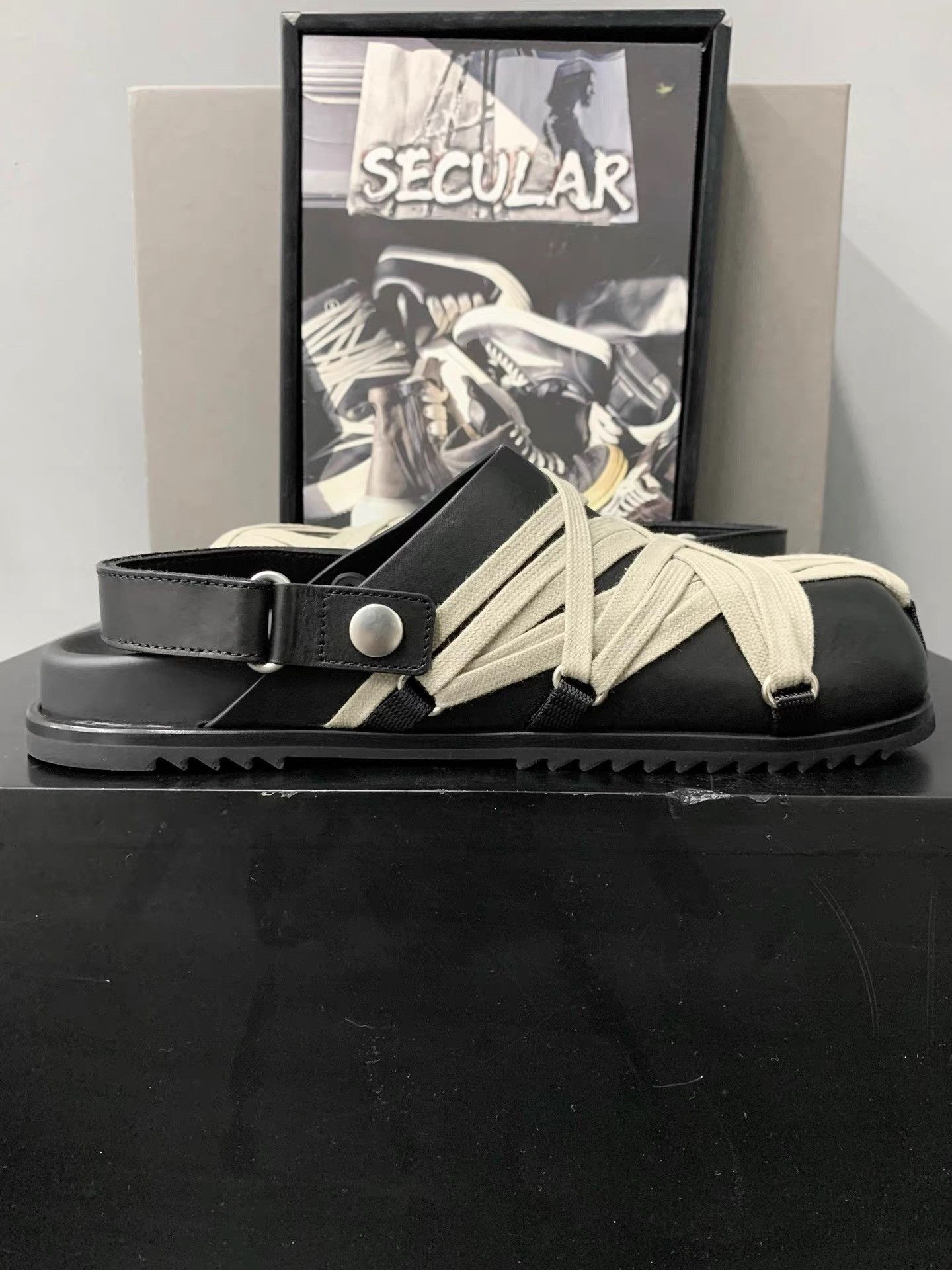 Rick Owens Rick Owens 25SS Mega-Laced Birkenstock Slides K34 Size US 6 / IT 36 - 2 Thumbnail
