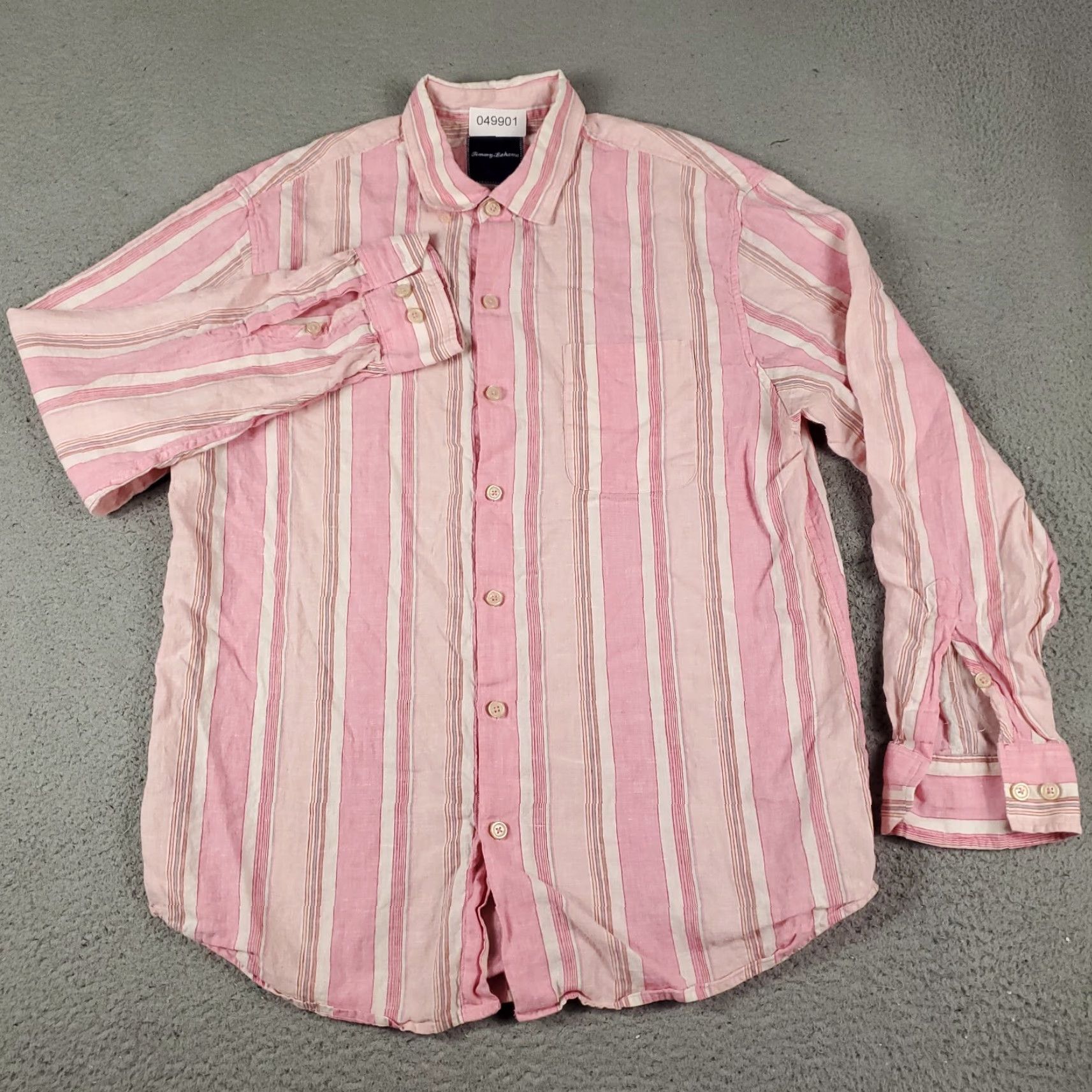 Tommy Bahama Tommy Bahama Button-Up Shirt Mens Large Pink Striped Linen Cotton Long Sleeve Tropical Size US L / EU 52-54 / 3 - 2 Thumbnail