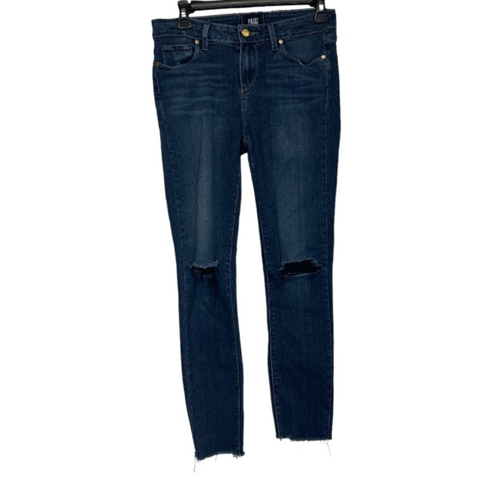 Paige Paige Verdugo Ankle Dark Wash Distressed Skinny Jeans Sz 29 Size 29" - 1 Thumbnail