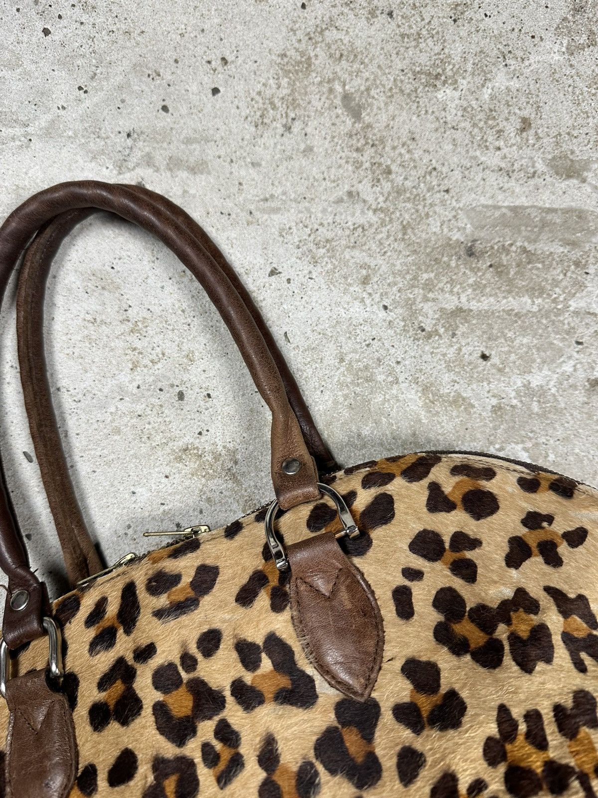 Japanese Brand Vintage 90s Leopard Print Fur & Leather Hand Bag Size ONE SIZE - 13 Thumbnail