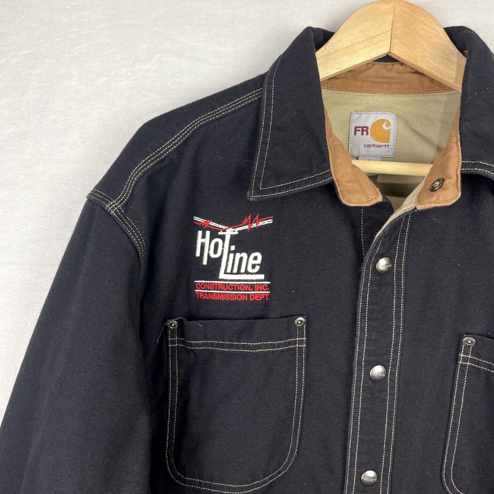Carhartt VINTAGE Carhartt FR Jacket Mens Large Black Hot Line Flame Resistant Shacket 100432 001 Size US L / EU 52-54 / 3 - 3 Thumbnail