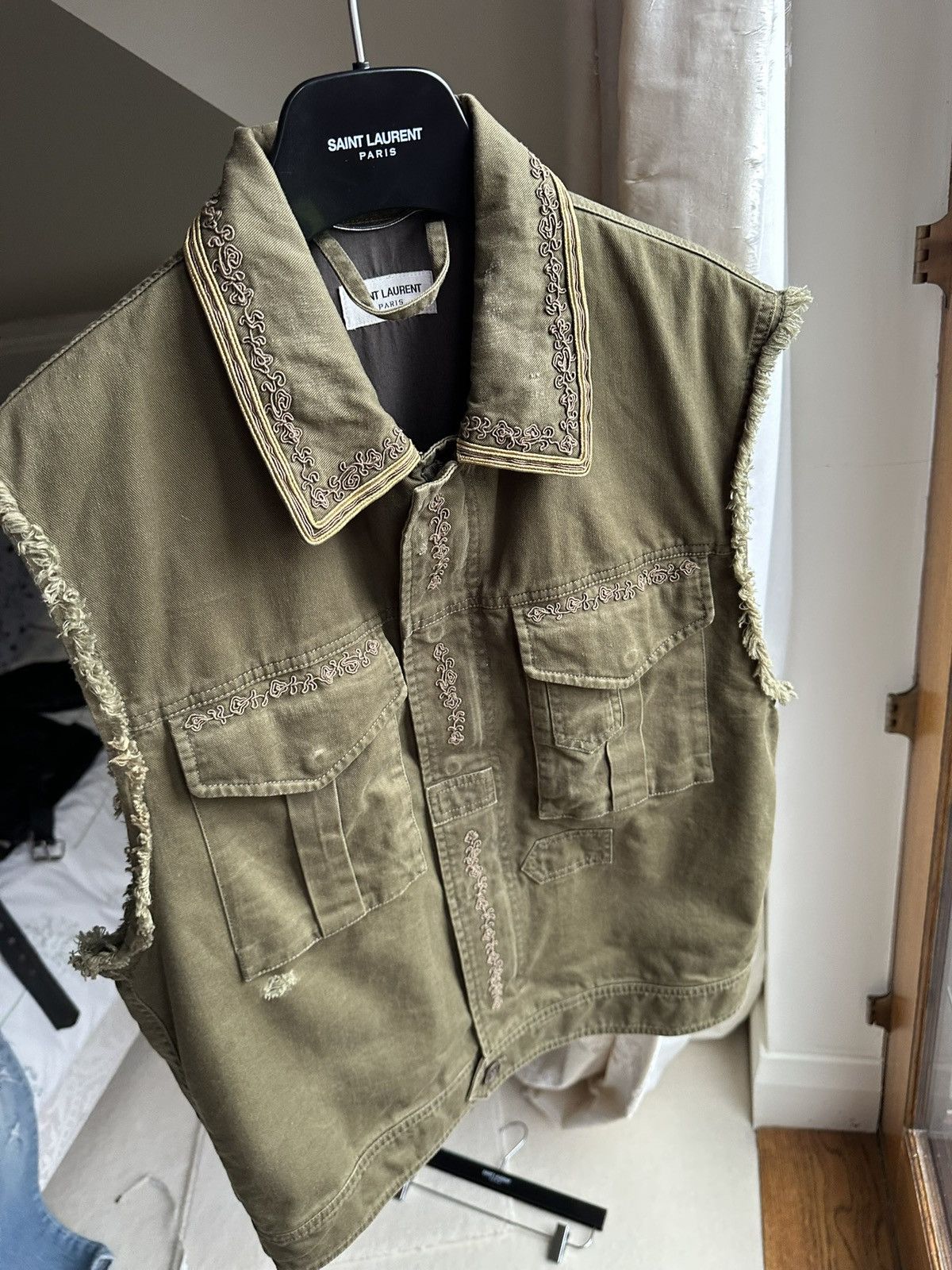 Saint Laurent Paris $2290 SS19 Saint Laurent sleeveless embroidered jacket 50 Size US M / EU 48-50 / 2 - 20 Thumbnail