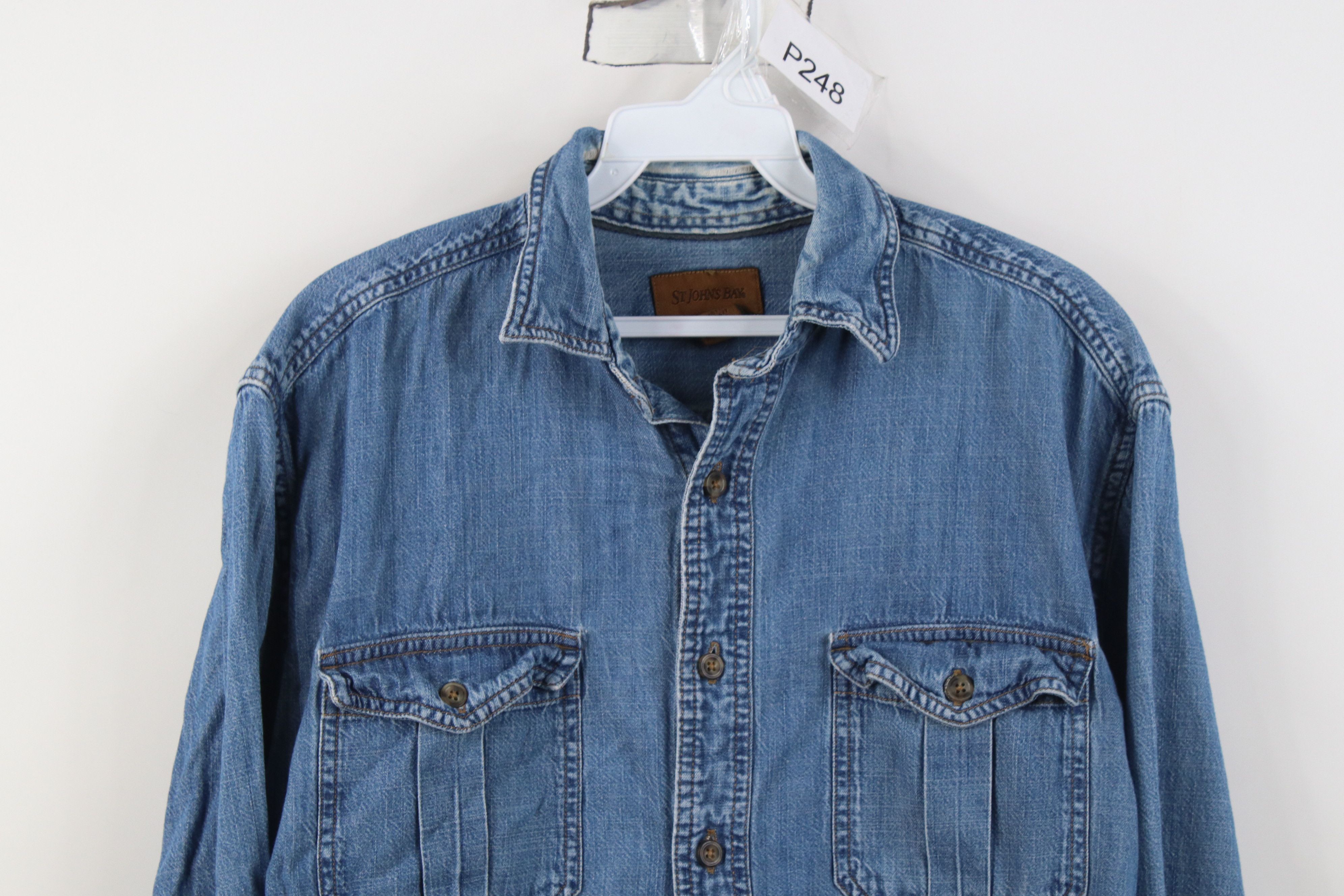 Vintage Vintage 90s Streetwear Collared Denim Jean Button Shirt Size US S / EU 44-46 / 1 - 2 Thumbnail