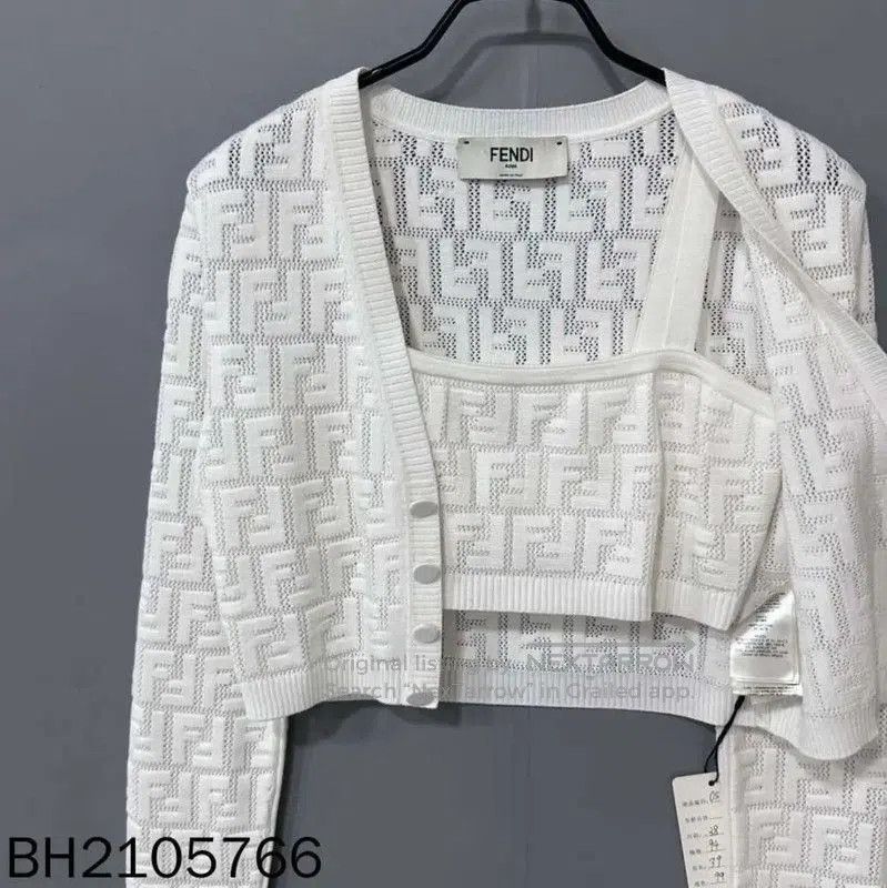 Fendi Fendi White Knitted Cardigan and Top Set . Size XXS / US 00 / IT 34 - 3 Thumbnail