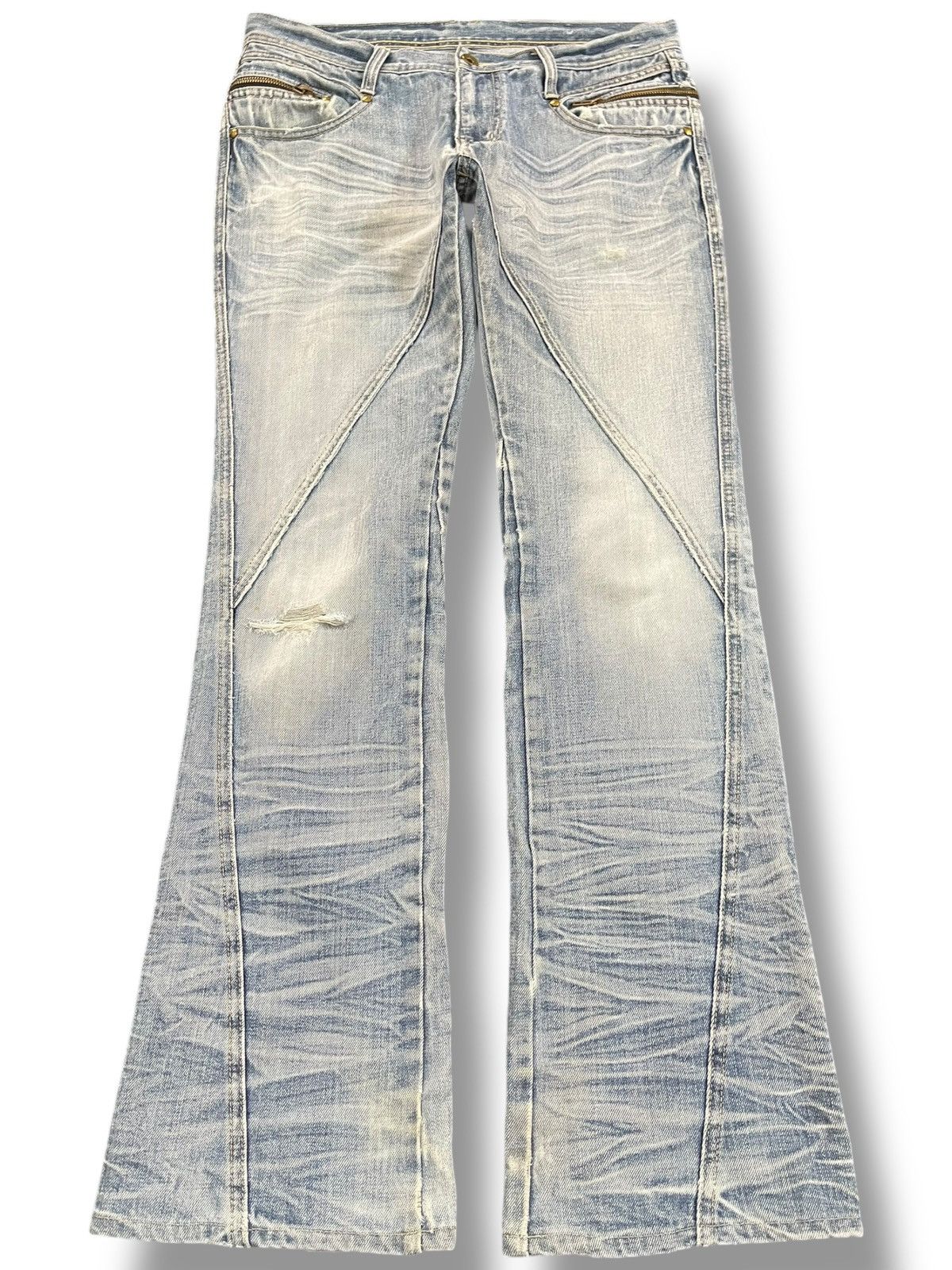 Le Grande Bleu (L.G.B.) × Michel Klein Vintage Michel Klein Flare Grunge Denim Size US 31 - 1 Thumbnail