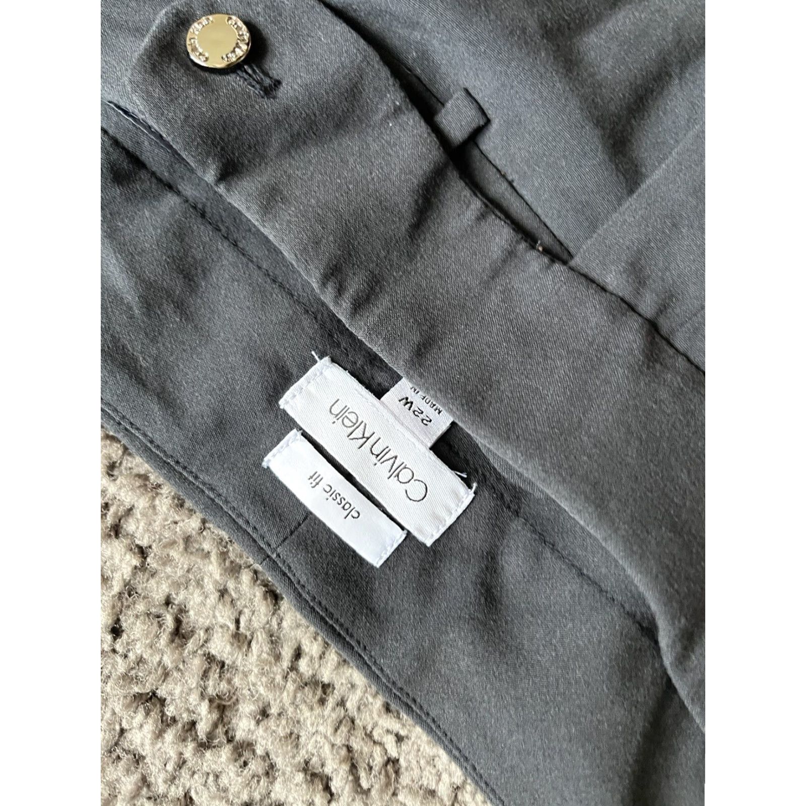 Calvin Klein Calvin Klein Womens Black Dress Pants Stretch Classic Fit 22W High Rise Regular Straight Pockets Button Knit Polyester Blend Solid Size 40" / US 18 - 5 Thumbnail
