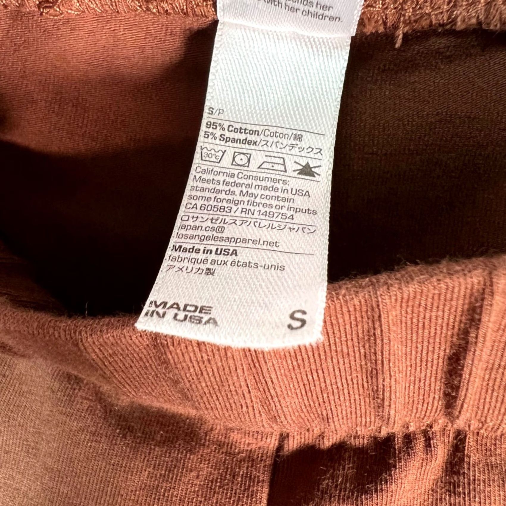 Los Angeles Apparel Los Angeles Apparel Womens Small Brown Cotton Spandex Leggings Made In USA Size 40" / US 18 - 4 Thumbnail