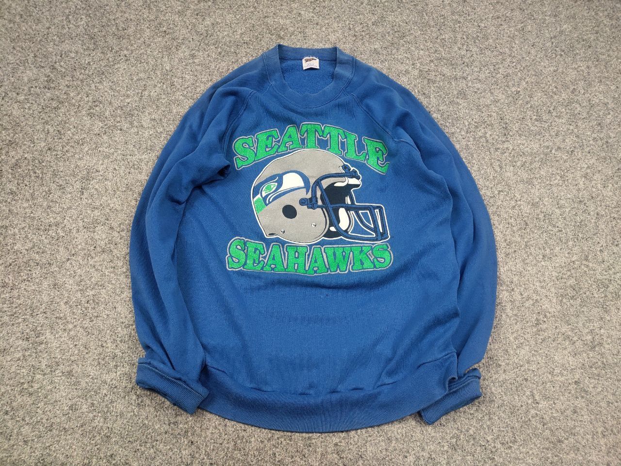 Vintage Vintage 80's Seattle Seahawks Logo Blue Crew neck Sweatshirt Size US M / EU 48-50 / 2 - 2 Thumbnail
