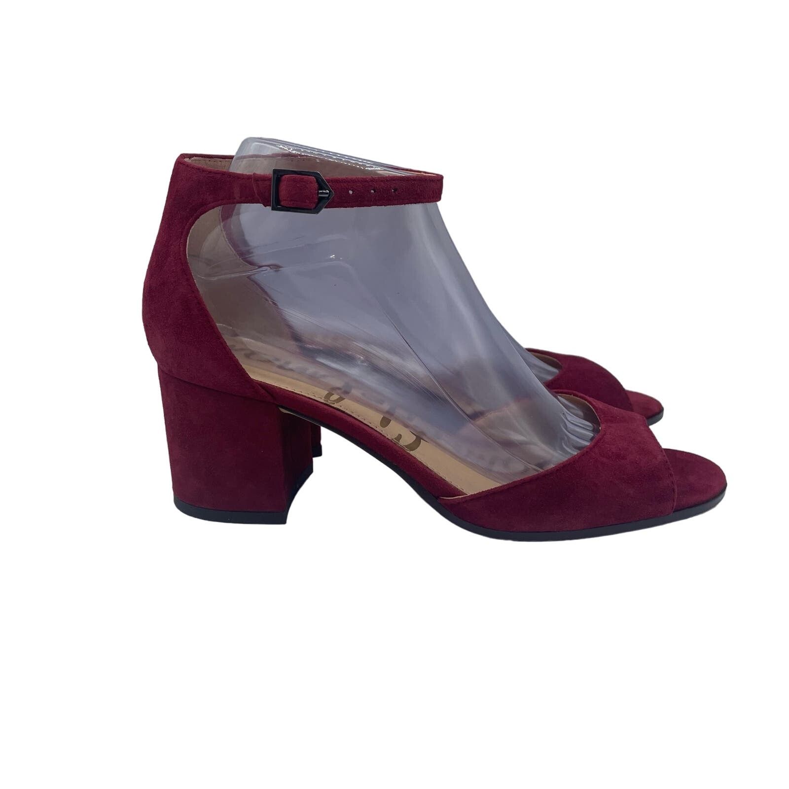 Sam Edelman Sam Edelman Susie Pumps Heels Red Suede Ankle Strap Open 7.5 Size US 7.5 / IT 37.5 - 2 Thumbnail