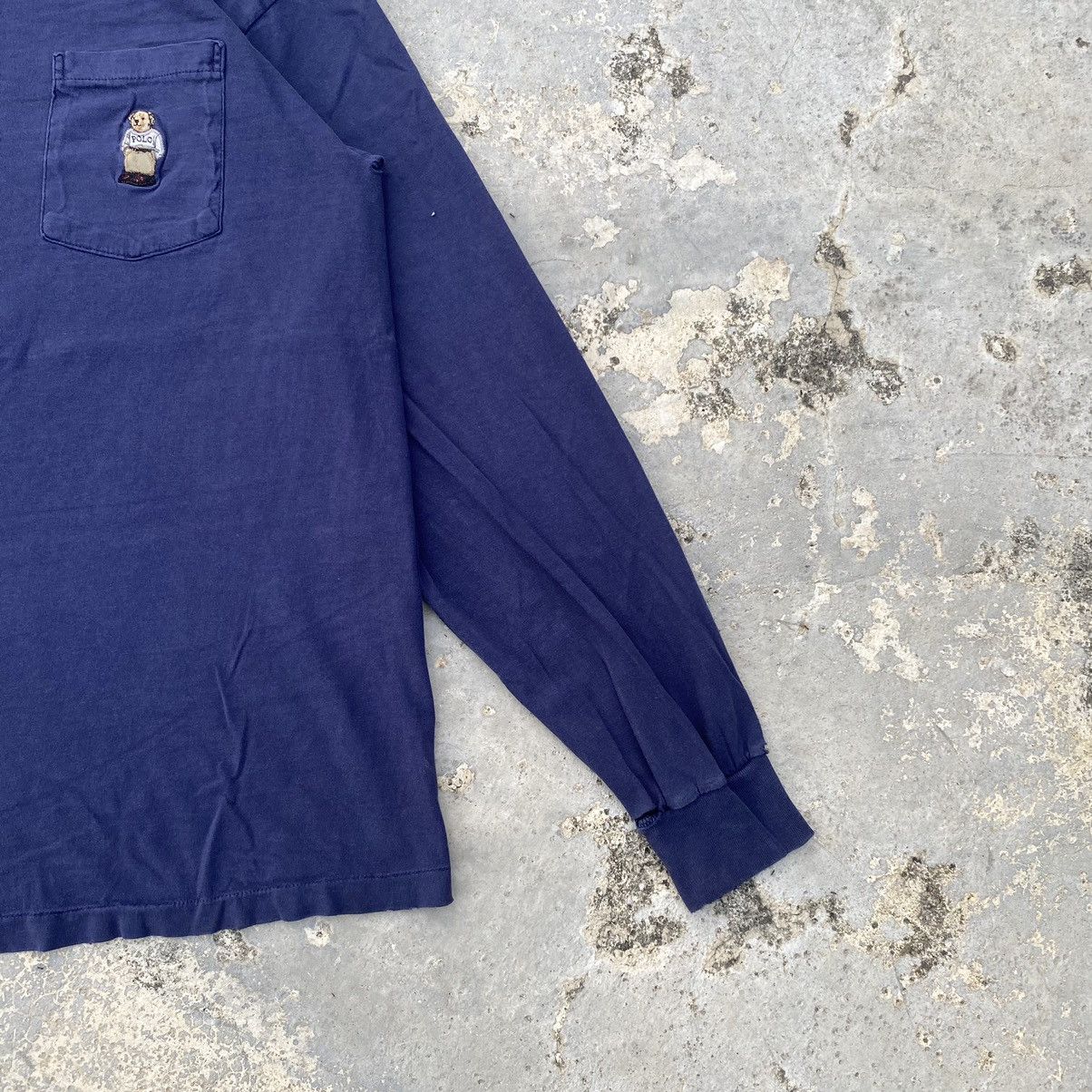 Polo Ralph Lauren × Vintage 90s polo ralph lauren bear long sleeve ripped pocket tee Size US S / EU 44-46 / 1 - 5 Thumbnail