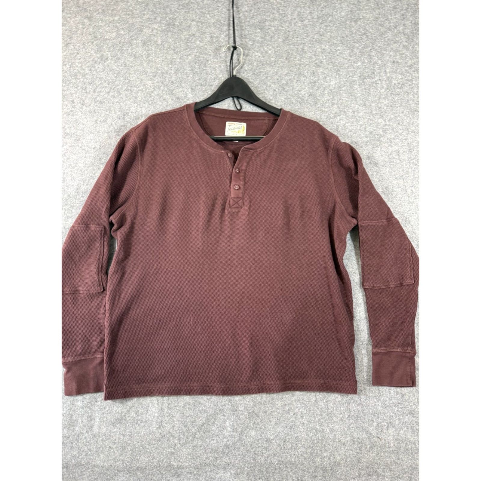 Tecovas Tecovas Henley Shirt Mens XL Brown Thermal Waffle Knit Long Sleeve Western Size US XL / EU 56 / 4 - 3 Thumbnail
