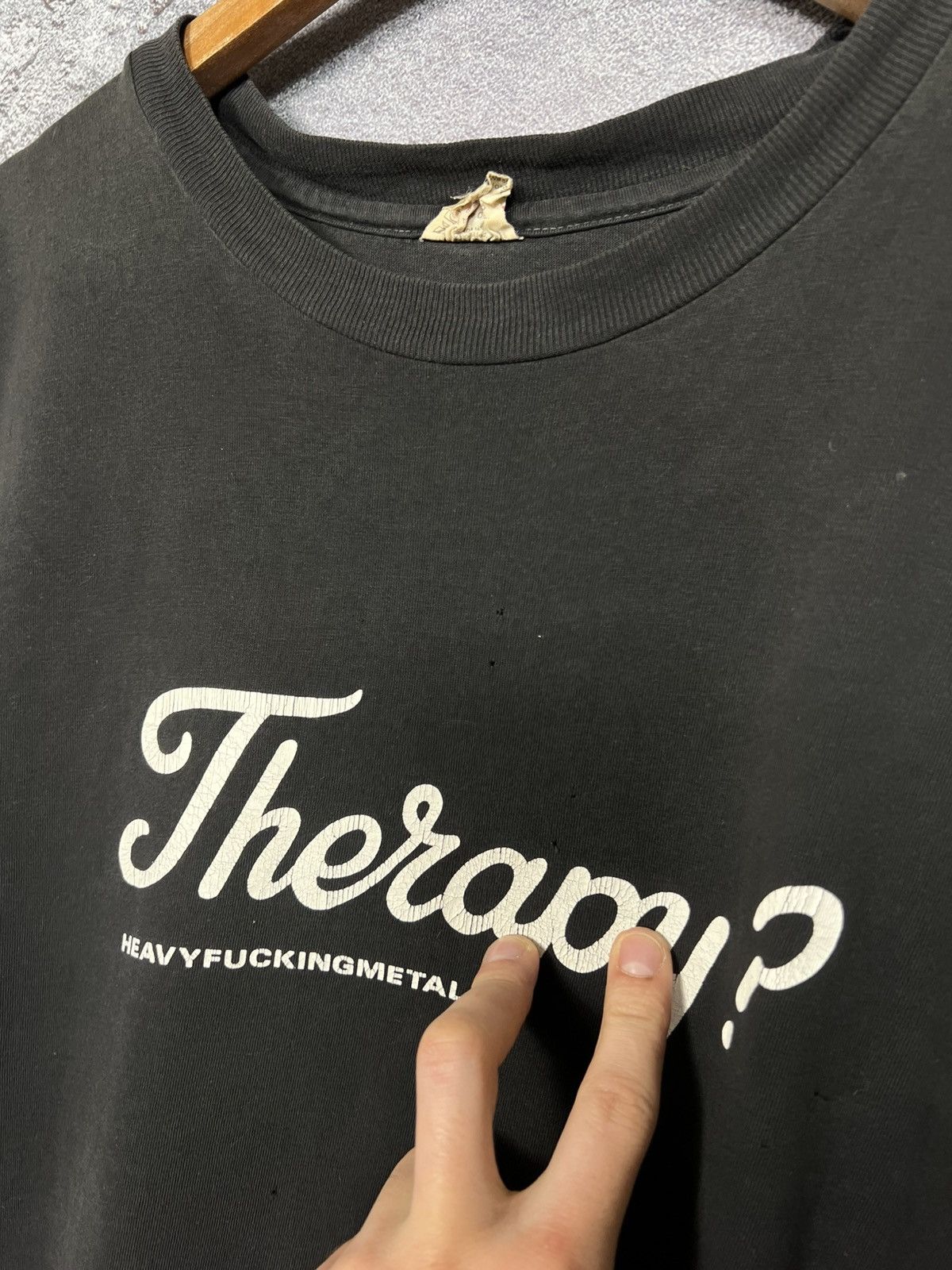 Band Tees 90's Therapy ? Irony Heavy Fucking Metal Tee Faded Size US XL / EU 56 / 4 - 8 Thumbnail