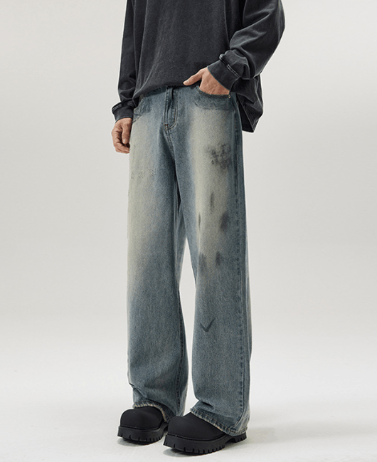 Japanese Brand × Jean American straight dirty dyed graffiti dirtyfit loose jeans Size US 32 / EU 48 - 2 Thumbnail
