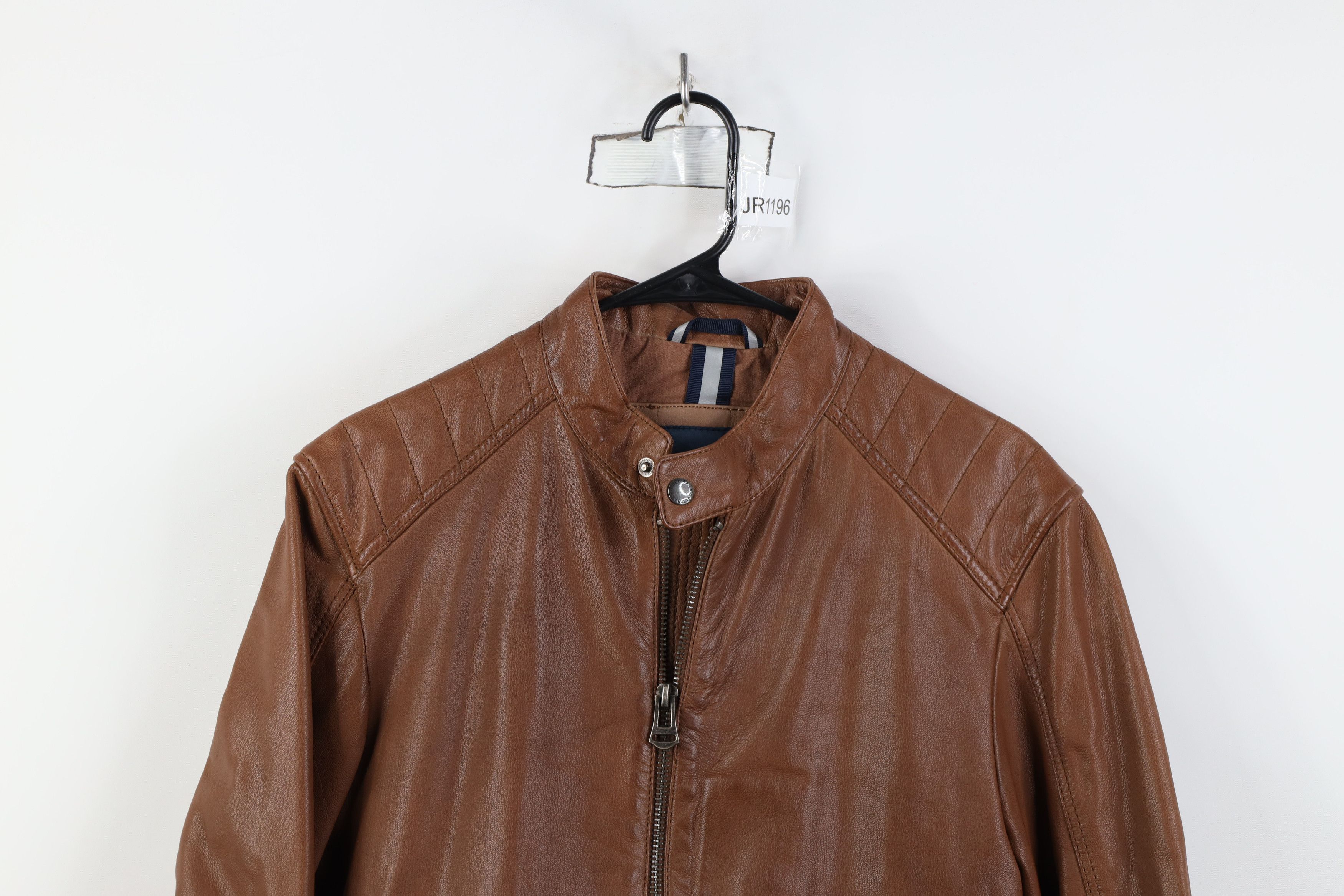 Cole Haan Cole Haan Full Zip Cafe Racer Bomber Jacket Cognac Brown Size US S / EU 44-46 / 1 - 2 Thumbnail