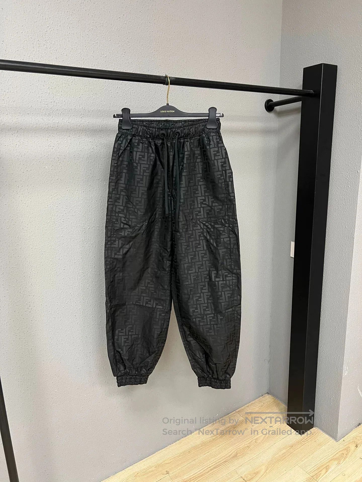 fendi printed athletic pants in black.