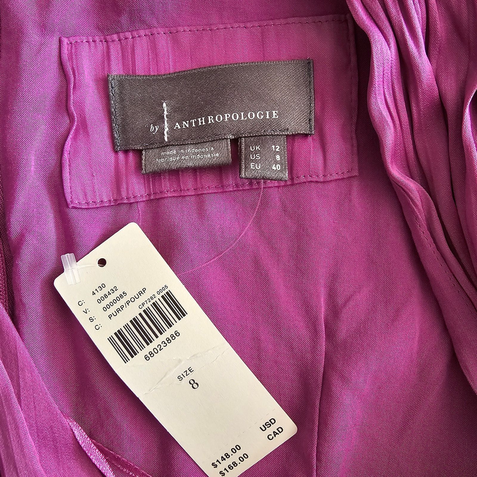 Anthropologie NWT Anthropologie Deep V-Neck Vibrant Mini Purple Dress 8 Size M / US 6-8 / IT 42-44 - 11 Thumbnail