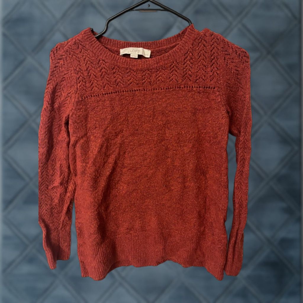 Loft VINTAGE LOFT Womens Sweater Pullover Long Sleeve Crew Neck Casual Fall Spring Winter Regular Fit Size PXS Red Knit Retro Modern Girls Size XS / US 0-2 / IT 36-38 - 1 Thumbnail