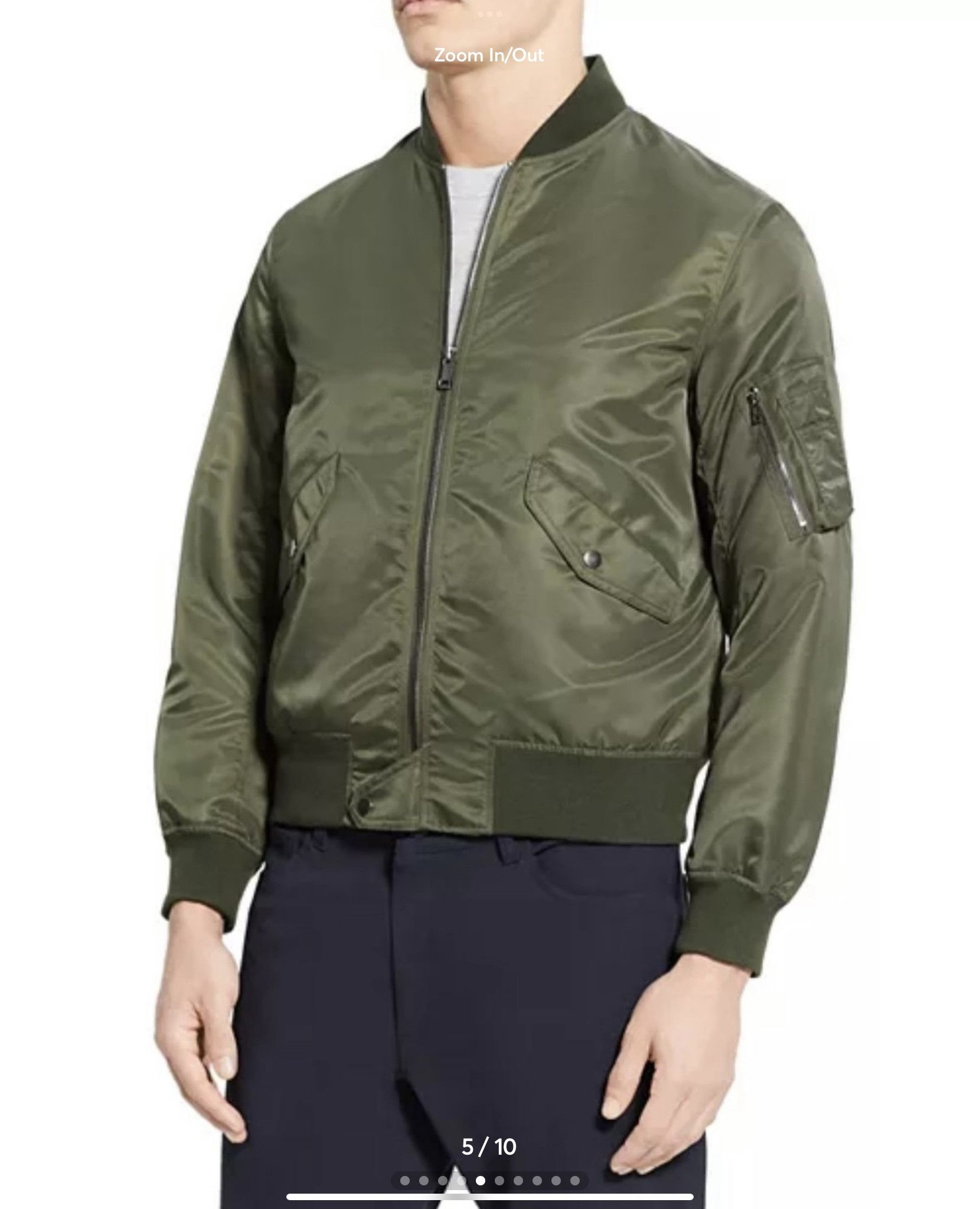 Theory Theory Men’s Flight Bomber Jacket Dark Olive Size US M / EU 48-50 / 2 - 5 Thumbnail