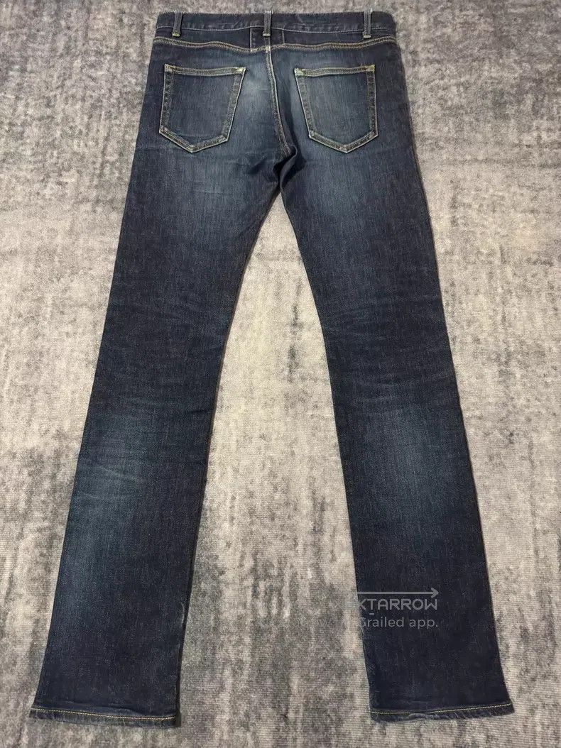 Saint Laurent Paris Saint Laurent Paris Vintage Deep Blue Straight Leg Bleache Size US 31 - 2 Thumbnail