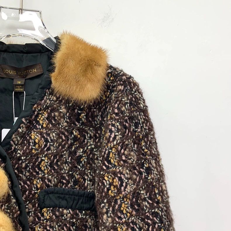 Louis Vuitton Louis Vuitton Dark brown single-breasted wool-woven tweed Size XS / US 0-2 / IT 36-38 - 3 Thumbnail