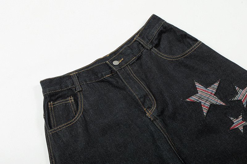 Jean American retro star embroidered curved jeans for men Size US 32 / EU 48 - 3 Thumbnail