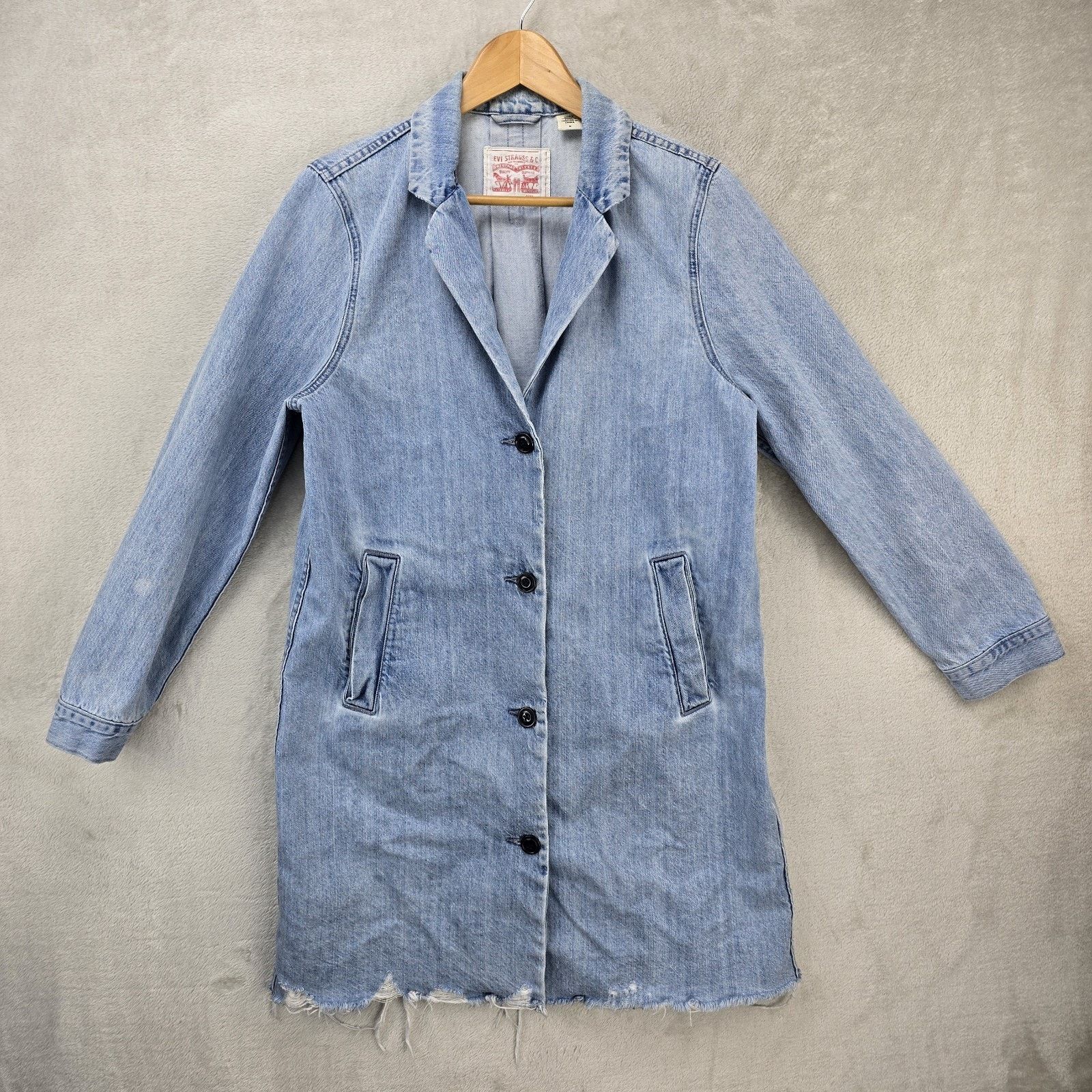 Levi's Levis Josette Duster Long Coat Medium Distressed Hem Western Size M / US 6-8 / IT 42-44 - 2 Thumbnail