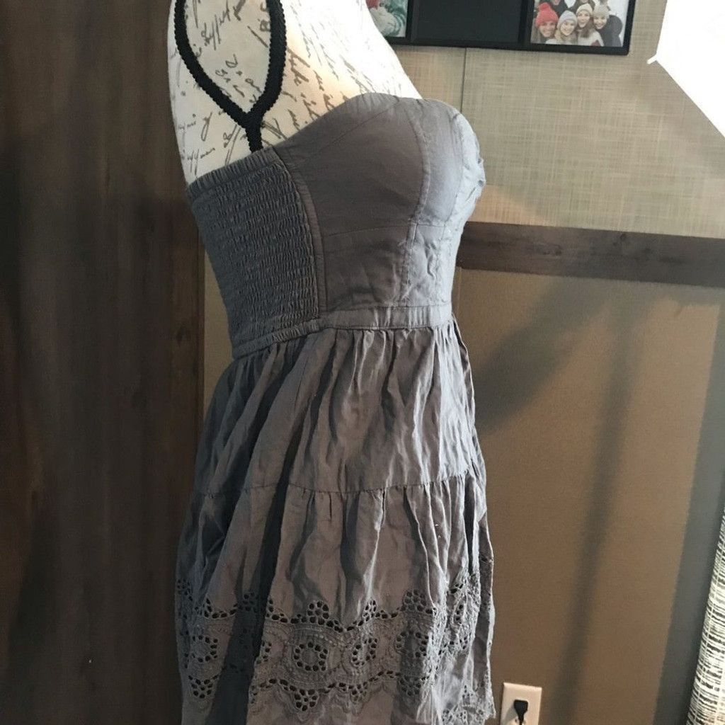 American Eagle Outfitters American eagle size X Small gray dress cotton tiered eyelet Size XXS / US 00 / IT 34 - 14 Thumbnail