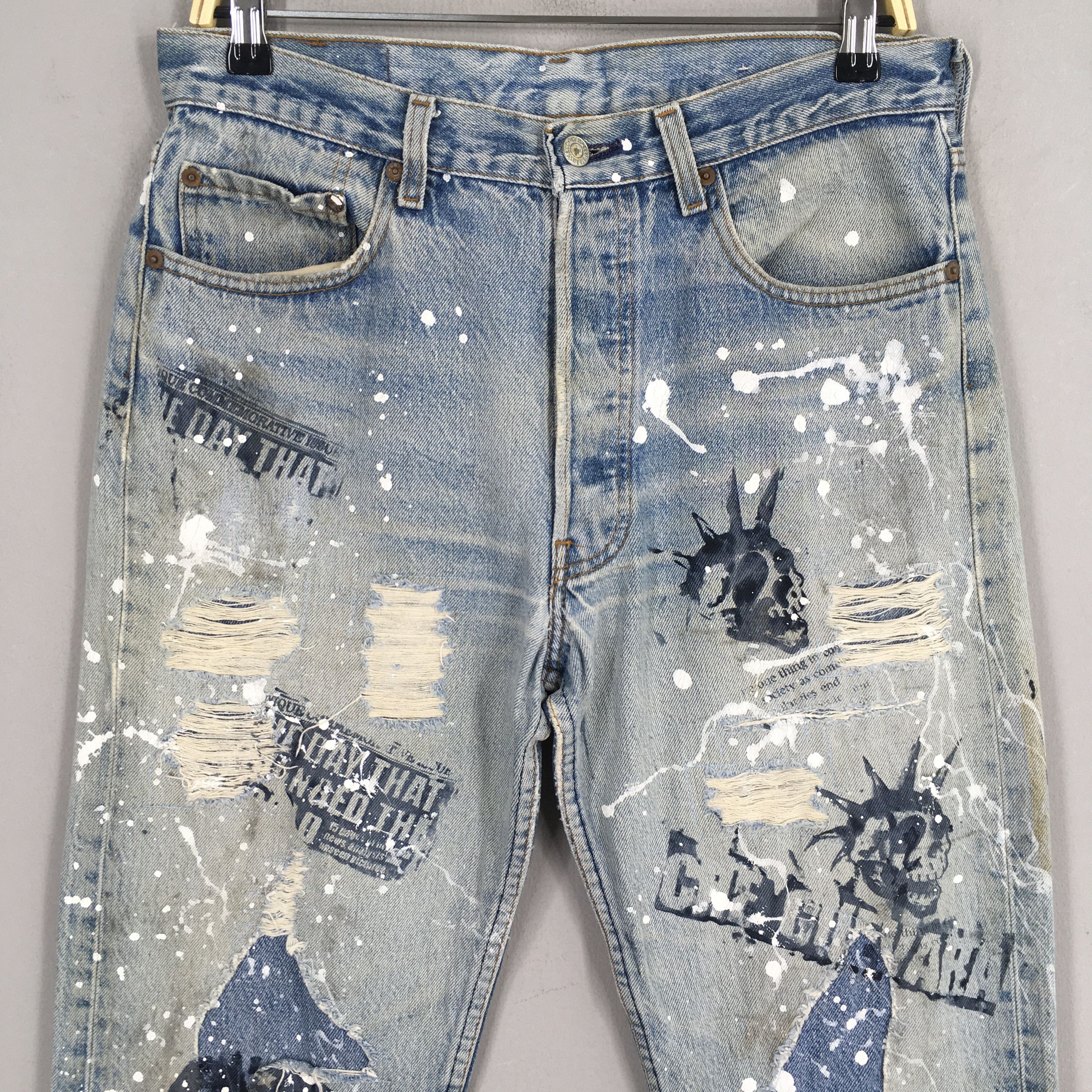 Levi's Size 30x28.5 Vintage 90s Levi's 501 Faded Blue Jeans Size US 30 / EU 46 - 2 Thumbnail