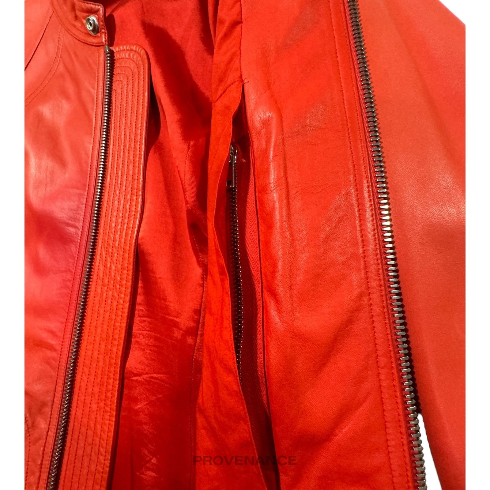 Rick Owens 🔴 Rick Owens Walrus Intarsia Leather Jacket - 50 Red Size US M / EU 48-50 / 2 - 11 Thumbnail