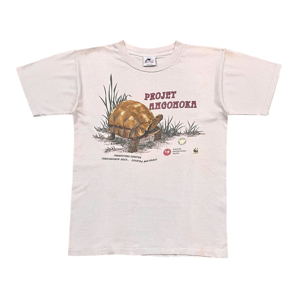 Habitat Vintage 90s World Wildlife Fund WWF Projet Angonoka Tshirt Size US S / EU 44-46 / 1 - 1 Thumbnail