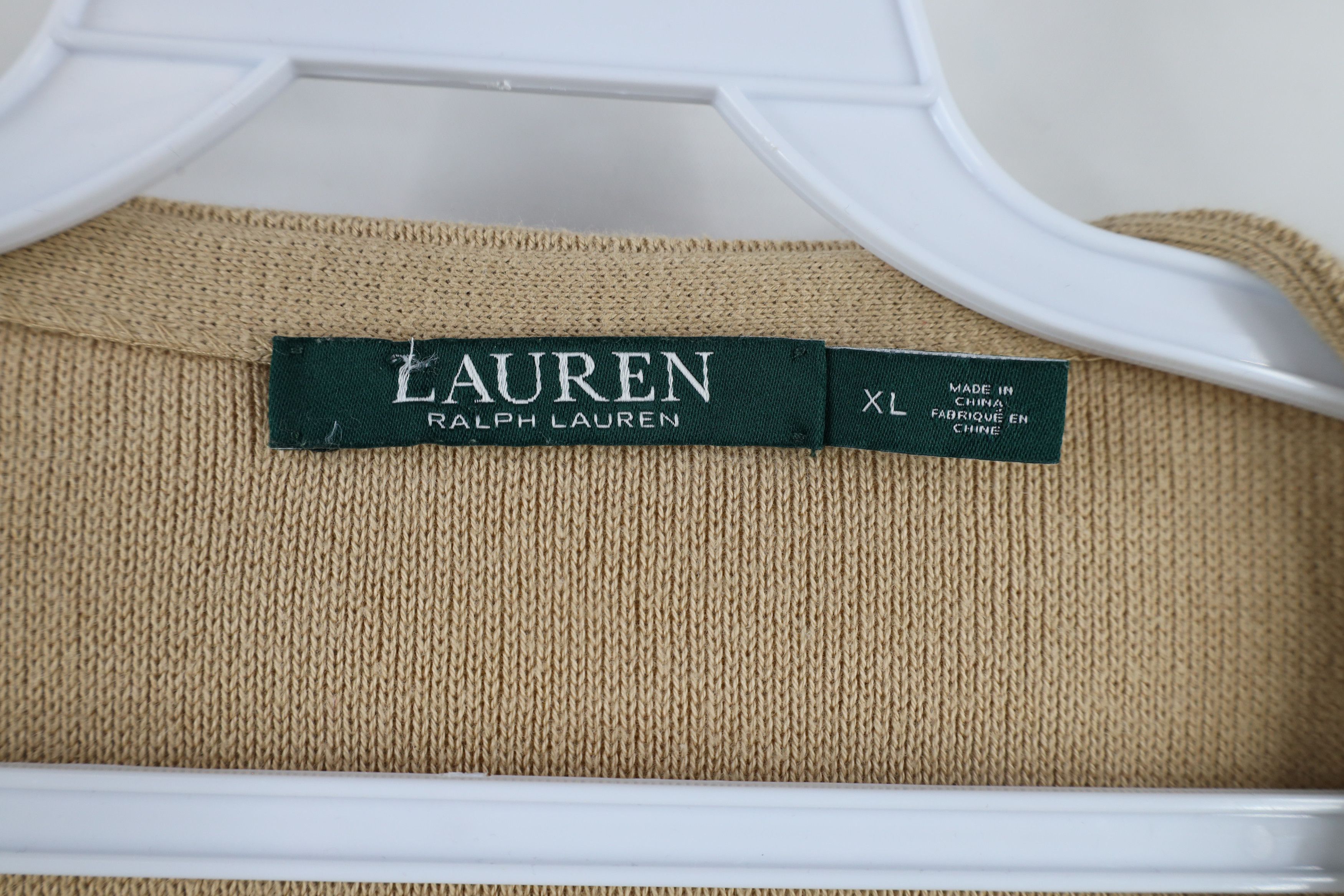 Ralph Lauren × Vintage Vintage Ralph Lauren Asymmetrical Zip Knit Sweater Beige Size XL / US 12-14 / IT 48-50 - 8 Thumbnail