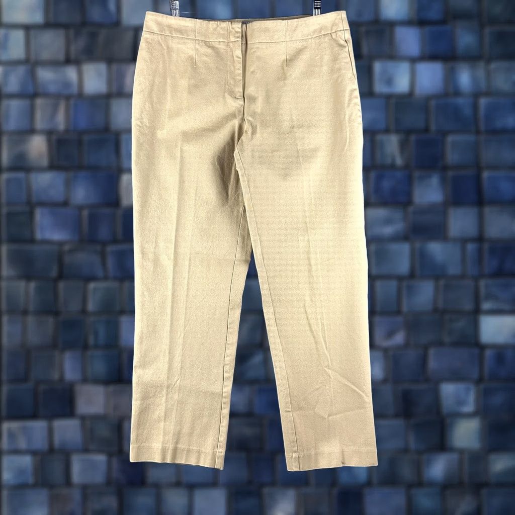 Vintage Chicos Fabulously Slimming Pants Womens 10 Short Flat Front Straight Leg Tan Brown Stretch Chino Size 32" / US 10 / IT 46 - 1 Thumbnail
