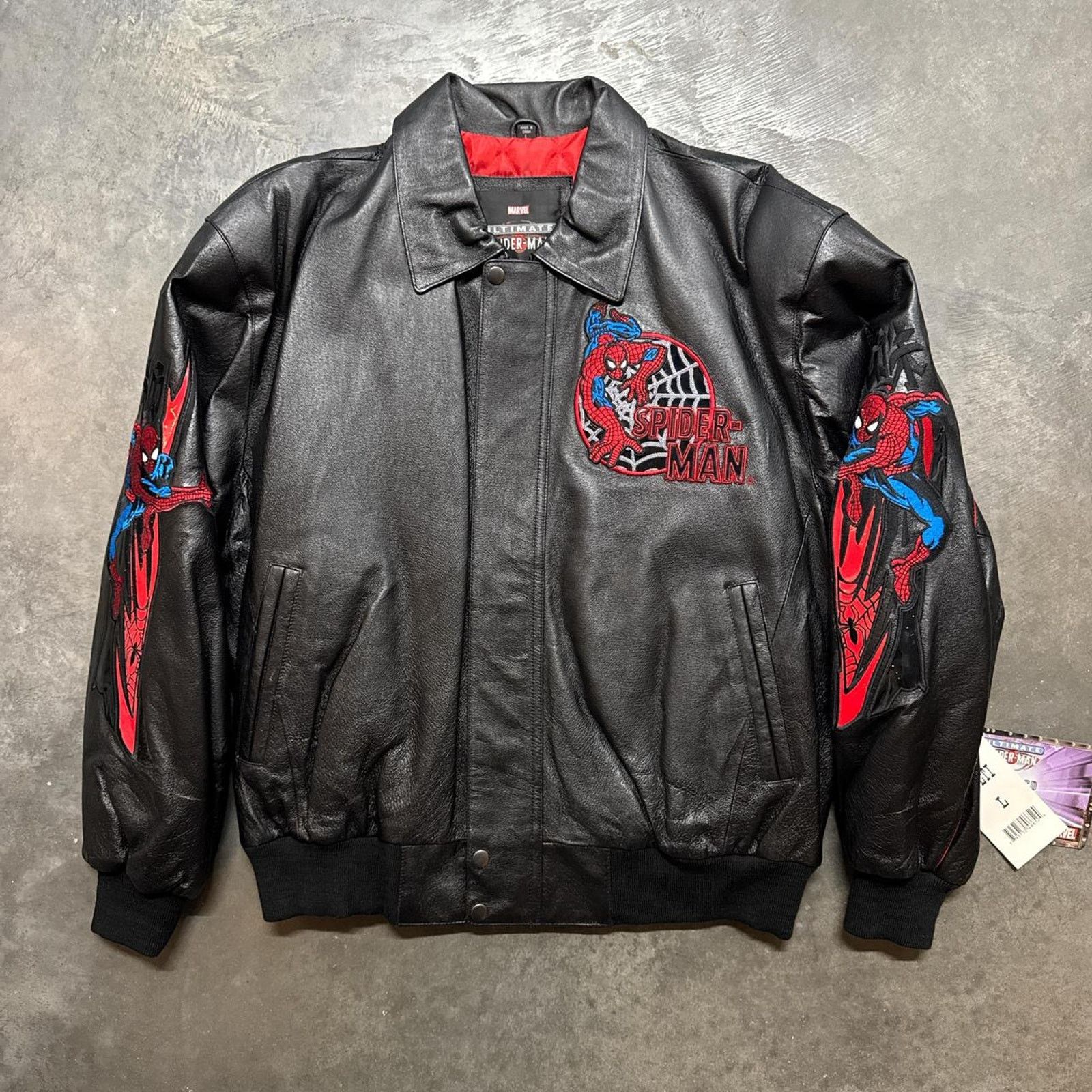 Marvel Comics × Vintage Vintage 2002 Marvel Ultimate Spider-Man NWT Leather Jacket Size US L / EU 52-54 / 3 - 3 Thumbnail