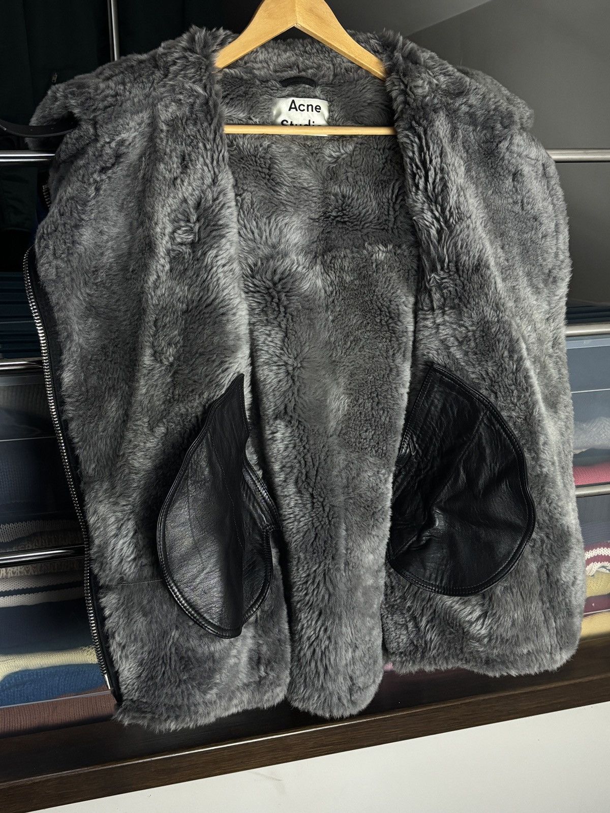 Acne Studios Acne Studios Dark Navy Velocite Suede Shearling Jacket Pilot Size M / US 6-8 / IT 42-44 - 7 Thumbnail