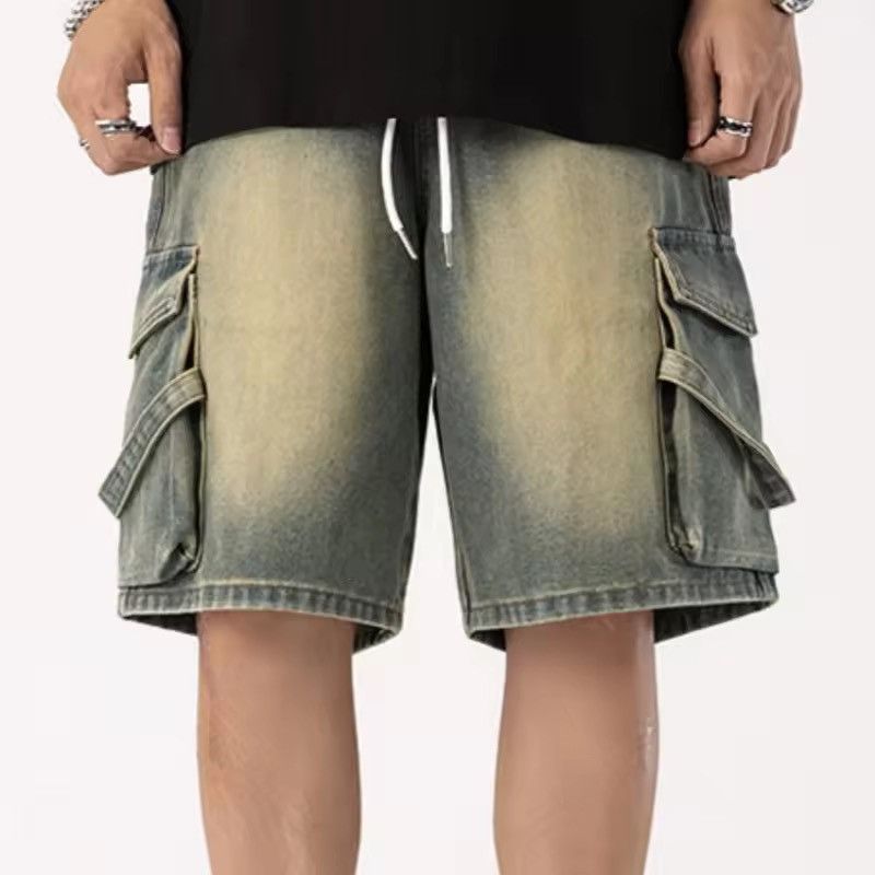 Japanese Brand New Distressed Cargo Shorts - Olive Green, Streetwear Style Size US 34 / EU 50 - 6 Thumbnail
