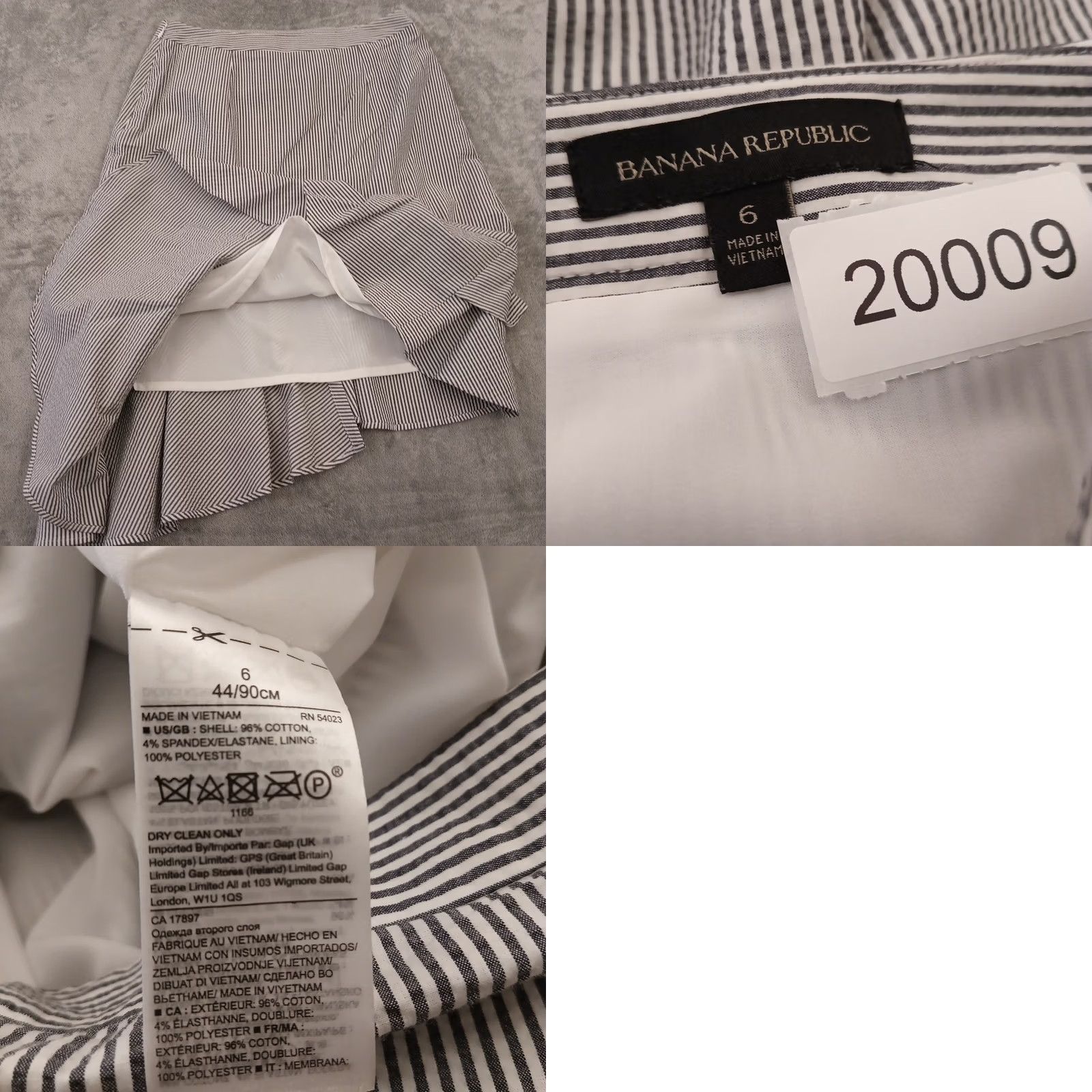 Banana Republic BN Banana Republic Skirt Midi Gray Seersucker Striped Lined Ruffle Size 6 Womens Regular Size 28" / US 6 / IT 42 - 8 Thumbnail
