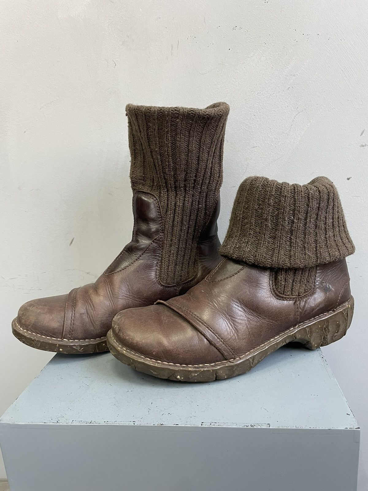 New Rock Avant garde style Brown Leather Boots Casual Style japanese Size US 8 / EU 41 - 5 Thumbnail
