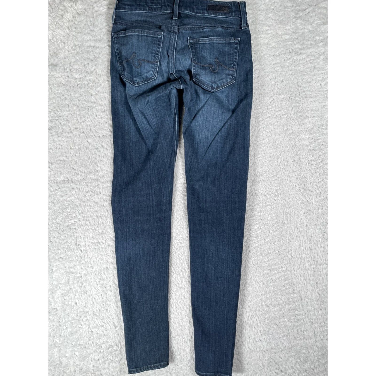Denime Adriano Goldschmied Jeans Womens AG Farrah Skinny Denim Blue 25 Mid Rise Pockets Logo Embroidered 5-Pocket Size 42" / US 20 - 2 Thumbnail