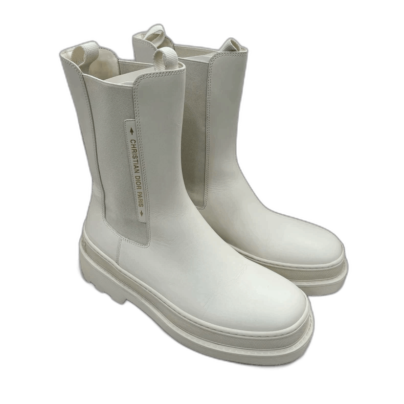 Dior Dior White Chelsea Leather Ankle Boots-2506 Size US 6.5 / IT 36.5 - 1 Thumbnail