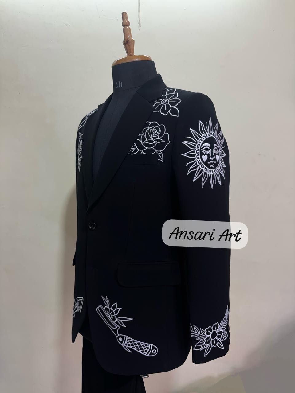 Other Men 2PC Customized Floral embroidery cocktail prom outfit Size 44S - 5 Thumbnail