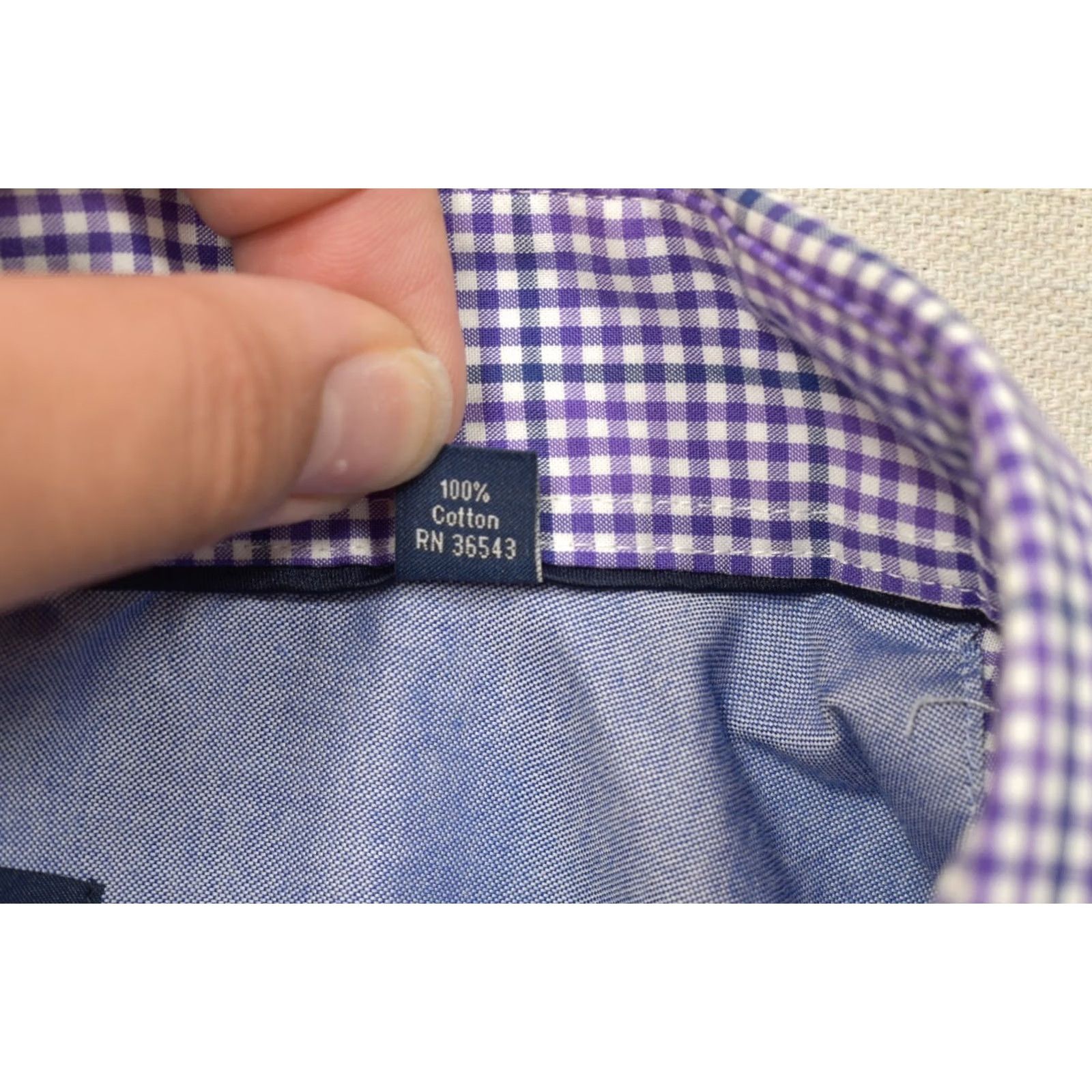 Tommy Hilfiger Tommy Hilfiger Men Shirt Slim Purple Gingham Check Non-Iron Button-Down Collared Dress Shirt 15.5 32/33 M Size Regular Womens? Size 40R - 7 Thumbnail