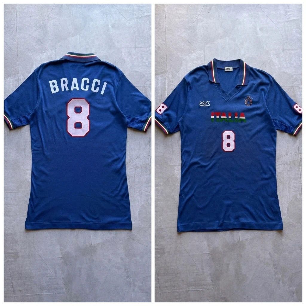 Asics 1996 Asics #8 Bracci Italy Volleyball Jersey Coni Fipav Size US L / EU 52-54 / 3 - 1 Thumbnail