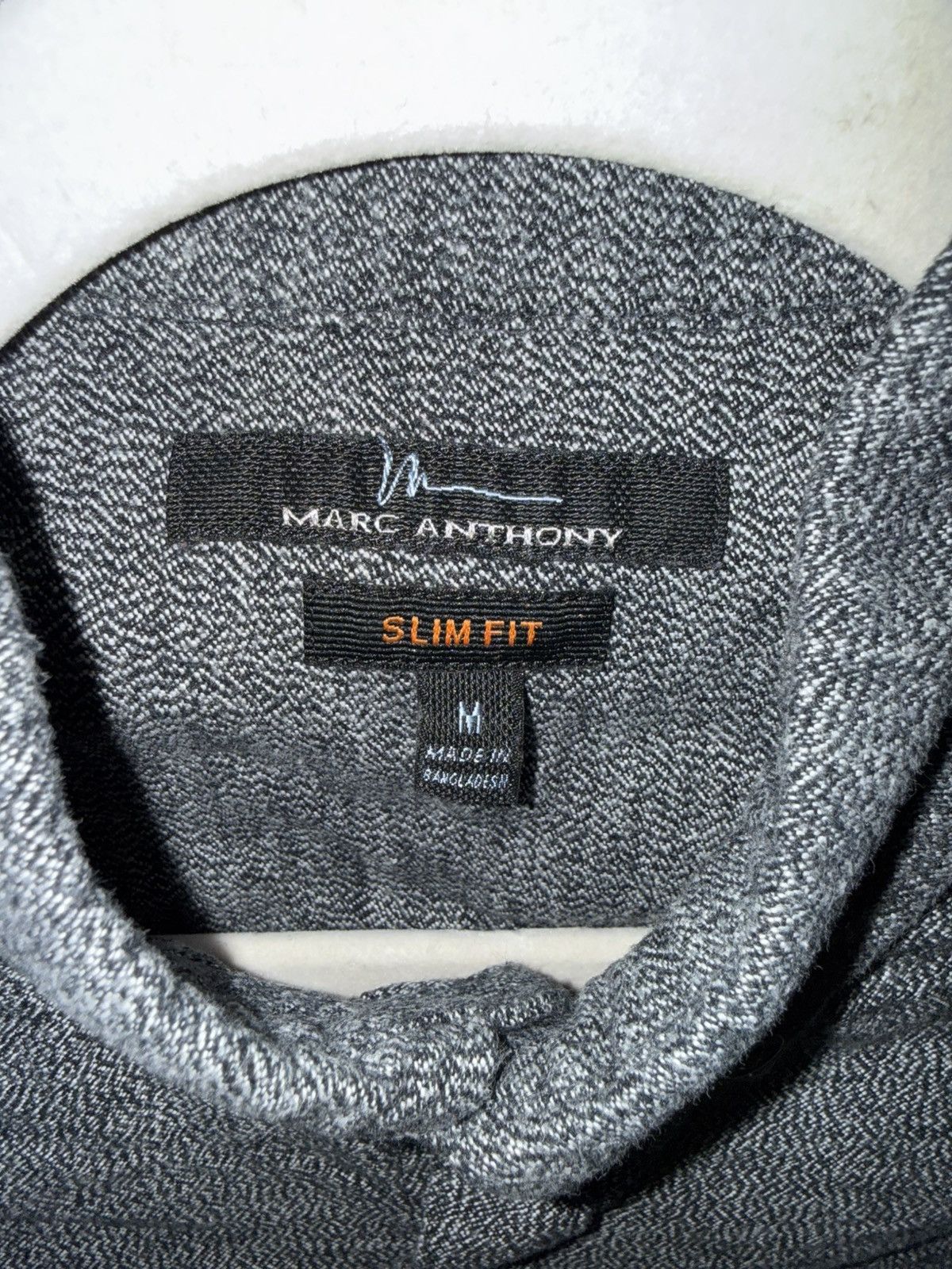 Marc Anthony Marc Anthony Slim Fit Grey Textured Button-Down Shirt Size US M / EU 48-50 / 2 - 5 Thumbnail