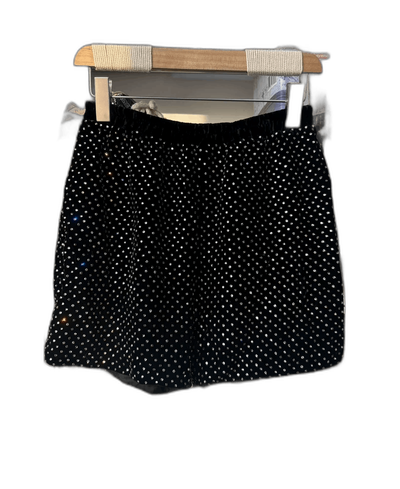 Saint Laurent Paris Black Velvet Rhinestone Short Pants Size US 36 / EU 52 - 1 Thumbnail