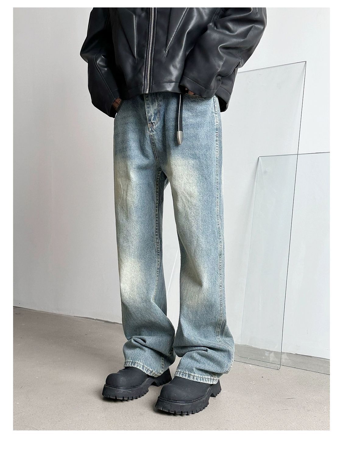 loose baggy washed faded y2k hiphop jeans
