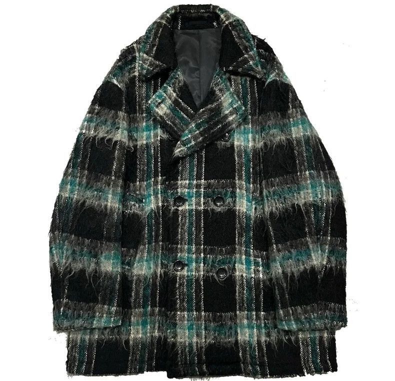 yohji yamamoto 1990s plaid double-breasted coat-2505