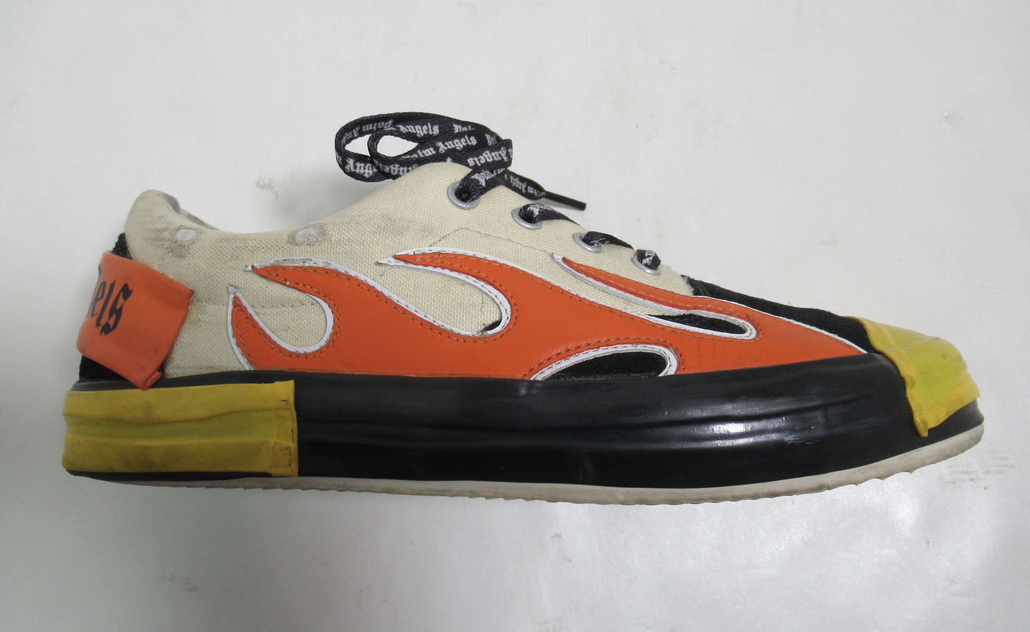 Palm Angels Palm Angels Men's Canvas Flame Sneakers Beige Black Orange Size US 8 / EU 41 - 2 Thumbnail