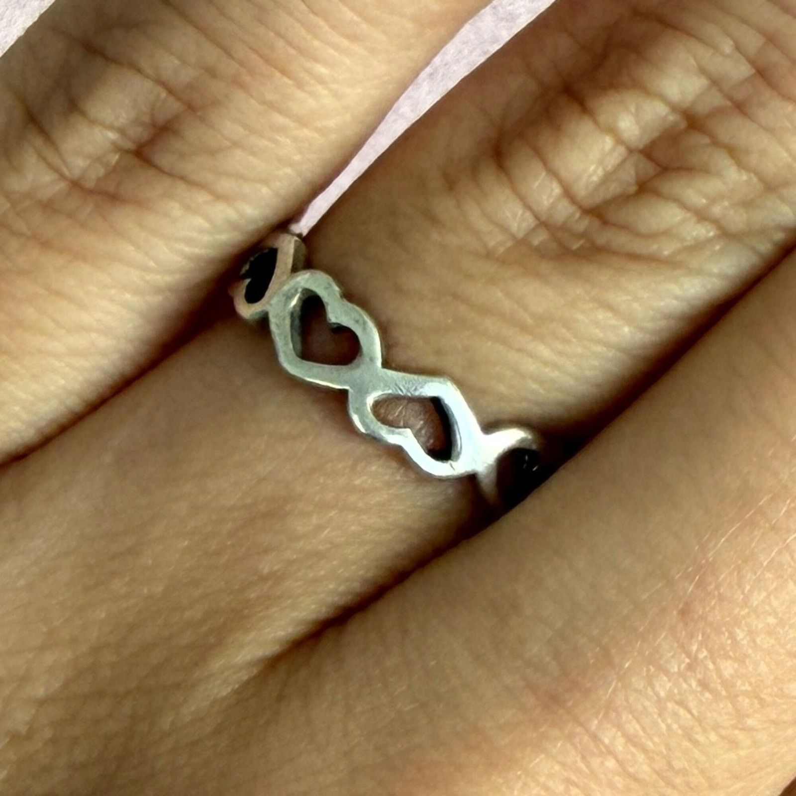 Sterling Silver sterling silver hearts band ring size 6 Size ONE SIZE - 1 Thumbnail